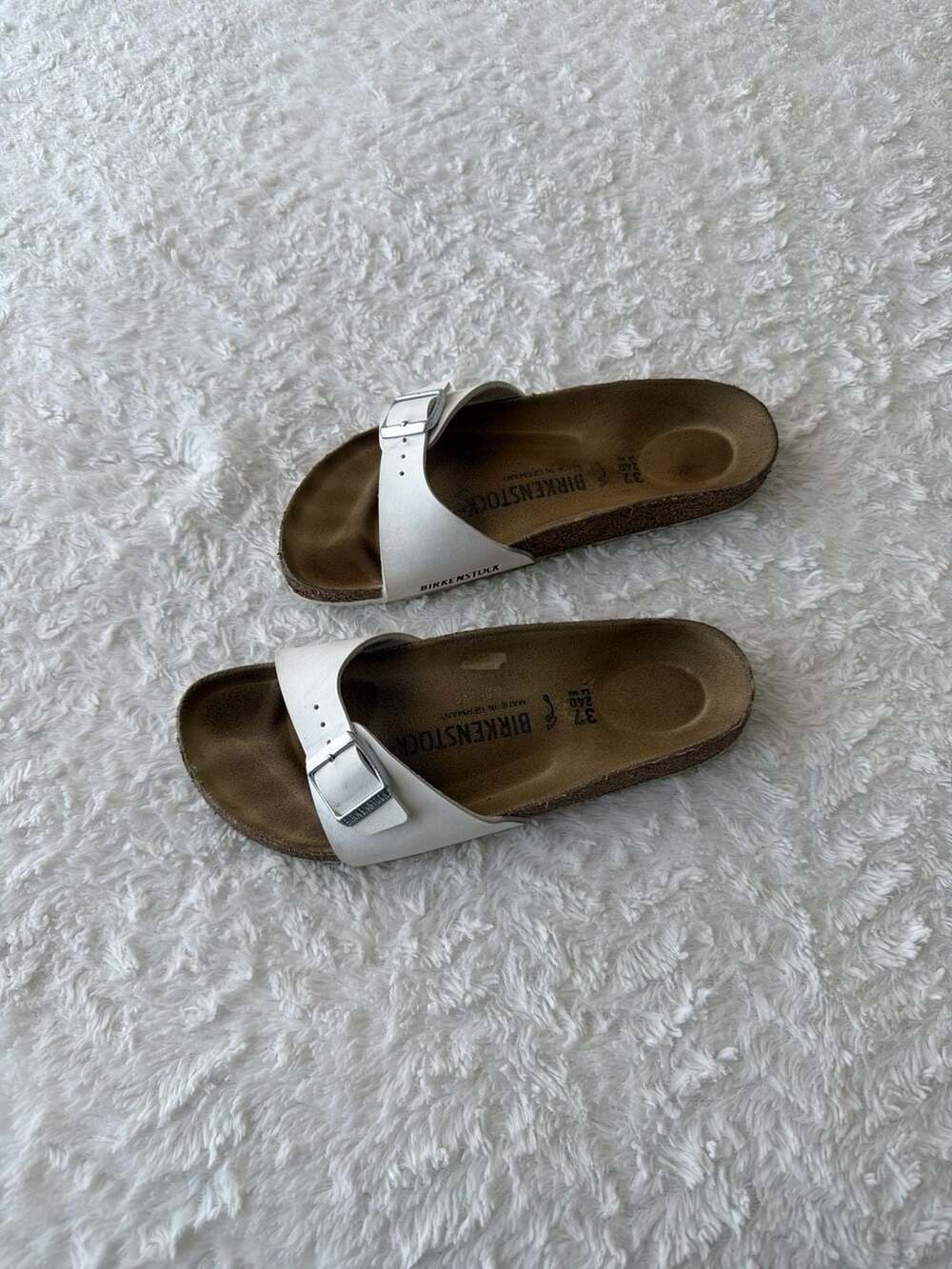 Birkenstock Madrid Birko-Flor White Slide Sandals